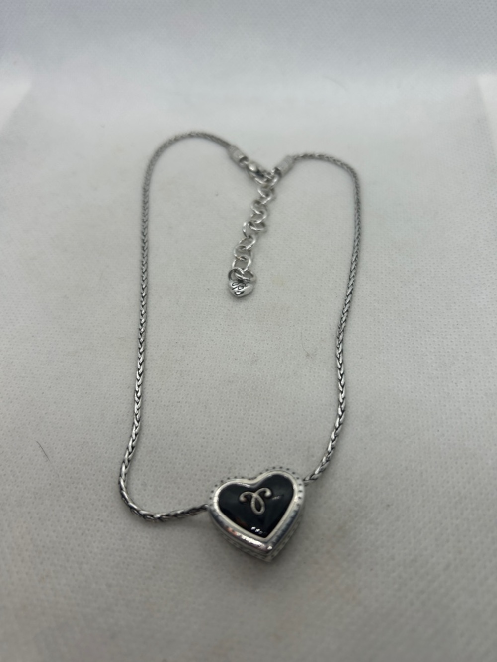 SOLD Brighton Silver Heart Pendant Necklace with Black Enamel